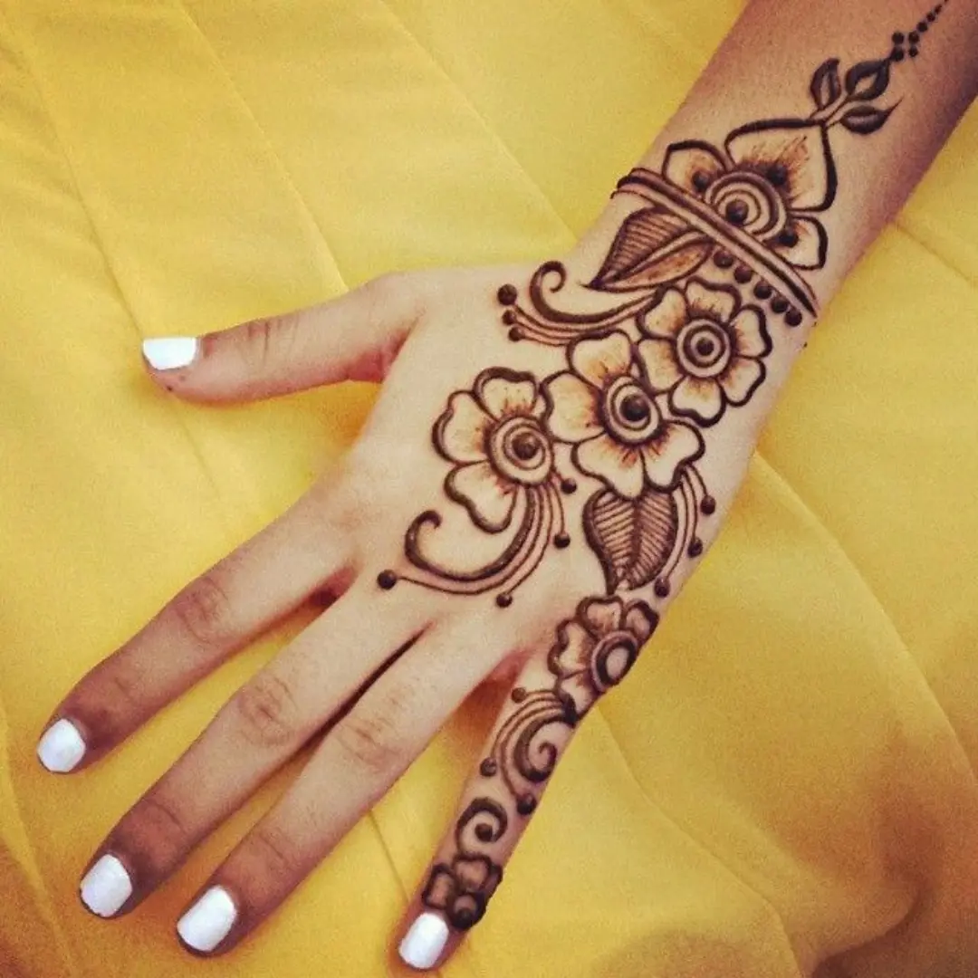 Flower Stylish Back Hand Mehndi Design