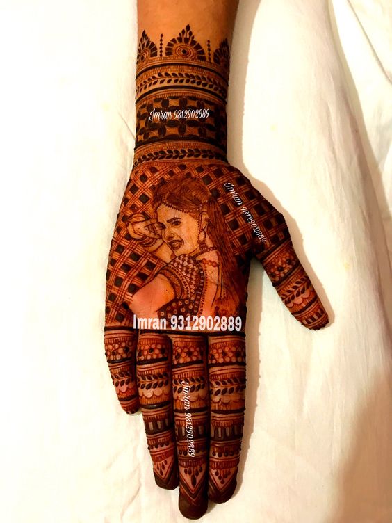 Dulha Dulhan Face Mehndi Design