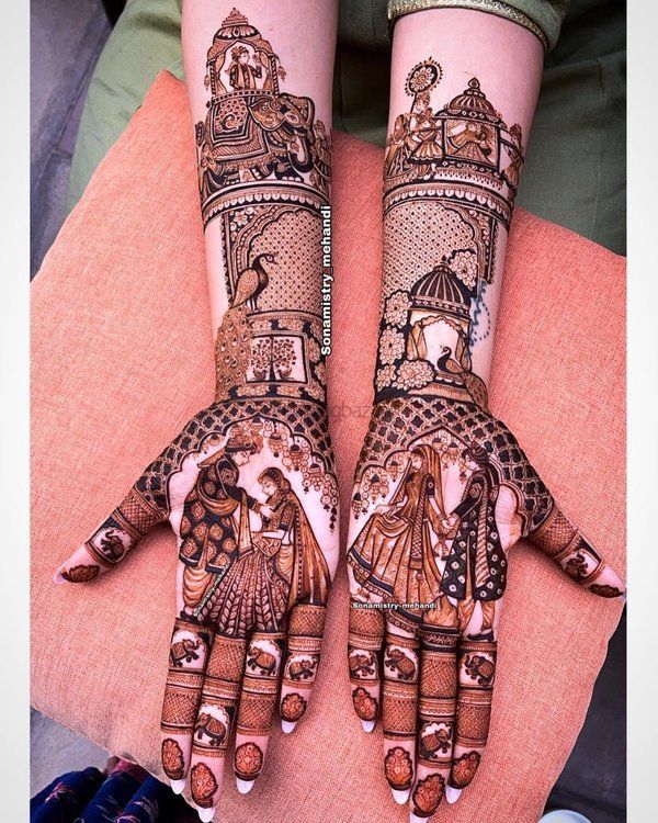 Indian Bridal Mehndi Designs With Dulha Dulhan