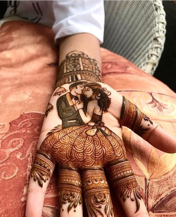 Latest Dulha Dulhan Mehndi Design